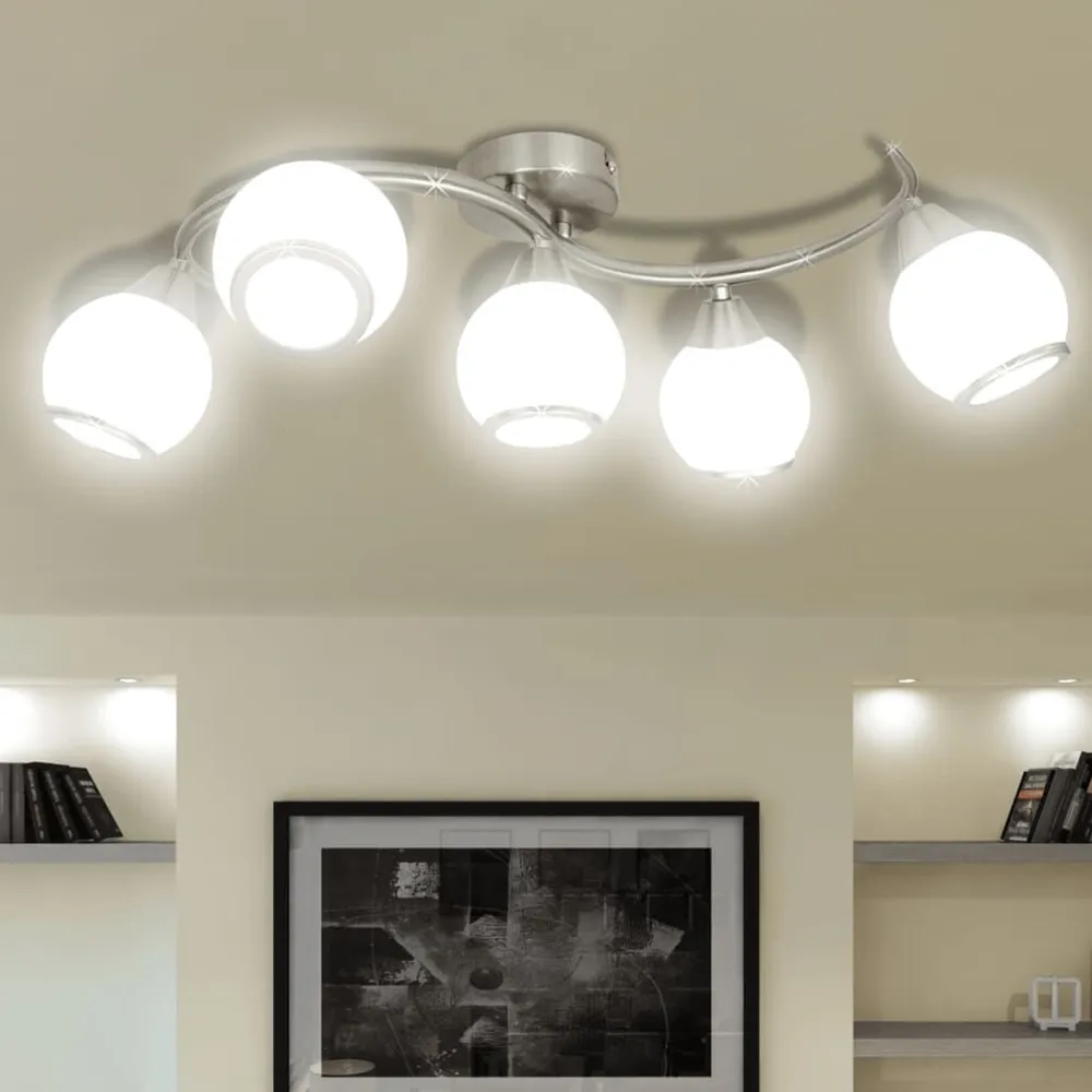 Dimmbare Plafondlamp met glazen kappen + golvende rail
