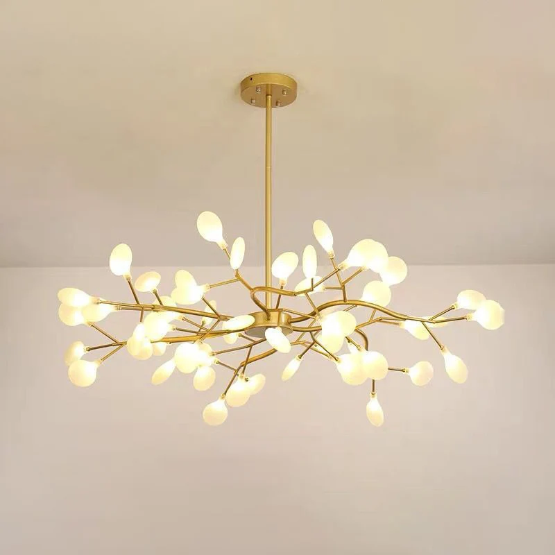 Eenvoud Vertakte Firefly Kroonluchter Helder Acryl Woonkamer LED Hanglamp Zwarte Afwerking