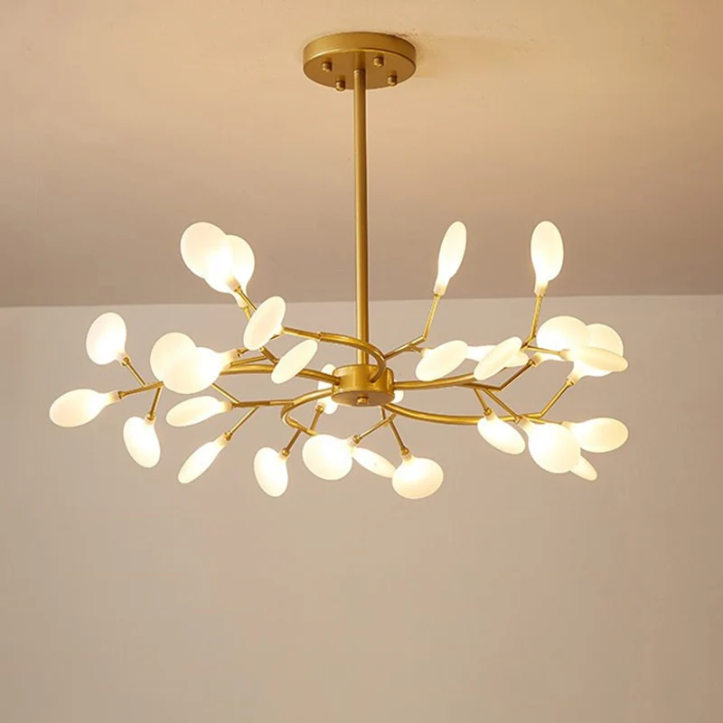 Eenvoud Vertakte Firefly Kroonluchter Helder Acryl Woonkamer LED Hanglamp Zwarte Afwerking