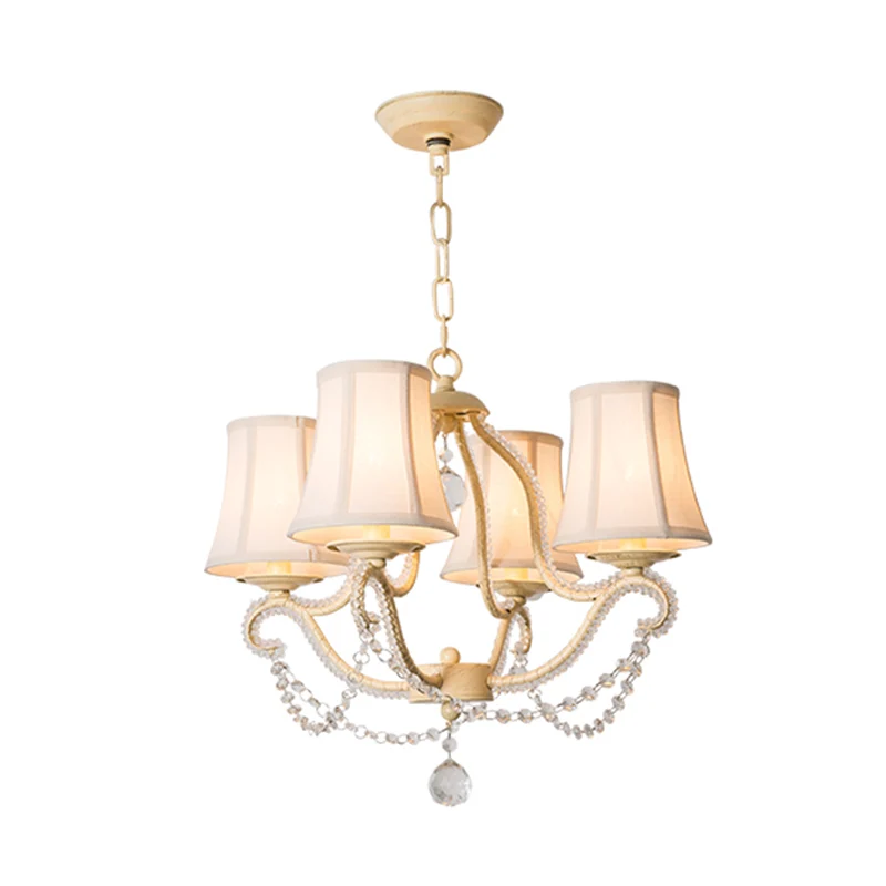 Empire Shade Slaapkamer Hanglamp Klassiek Kristal Kralen 4 Hoofden Beige Kroonluchter Verlichting met Schaduw / met Schadu...