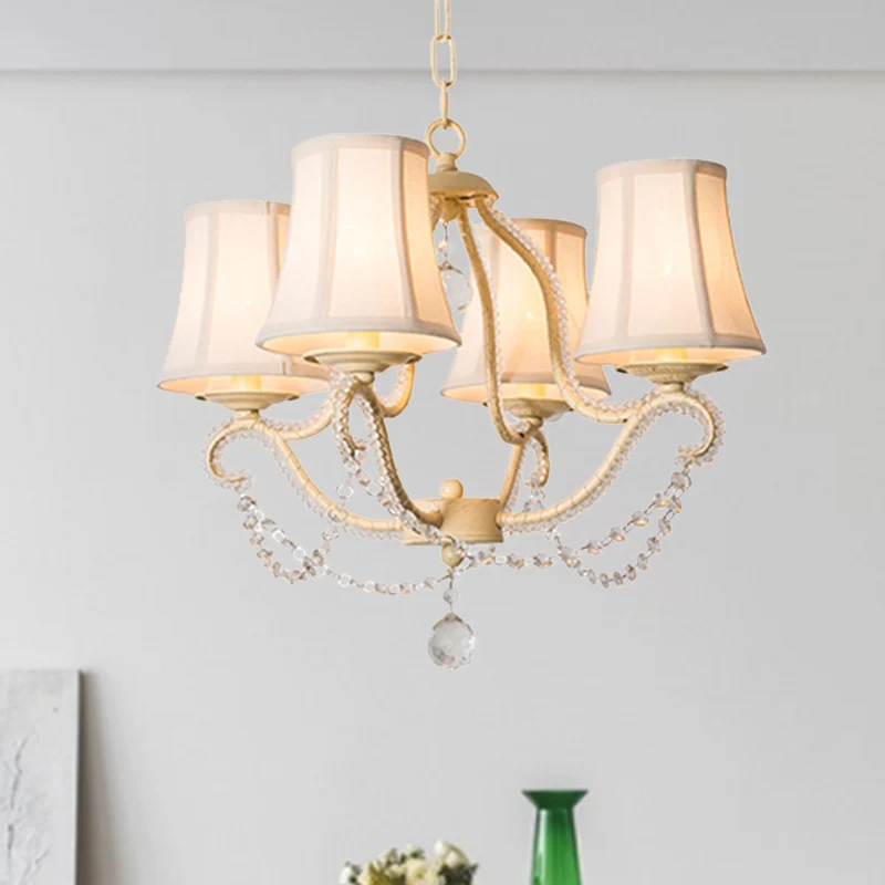 Empire Shade Slaapkamer Hanglamp Klassiek Kristal Kralen 4 Hoofden Beige Kroonluchter Verlichting met Schaduw / met Schadu...