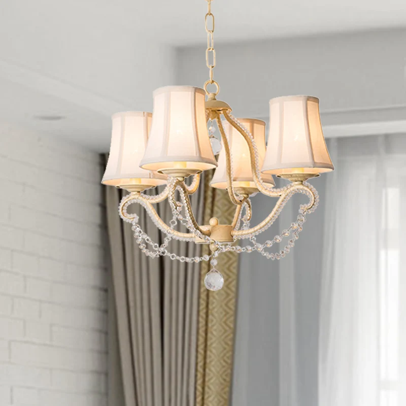 Empire Shade Slaapkamer Hanglamp Klassiek Kristal Kralen 4 Hoofden Beige Kroonluchter Verlichting met Schaduw / met Schadu...