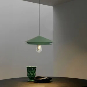 Hanglamp, luster van metaal - D35 x H161 cm - Groen - KIRUNA met Lange Kabel