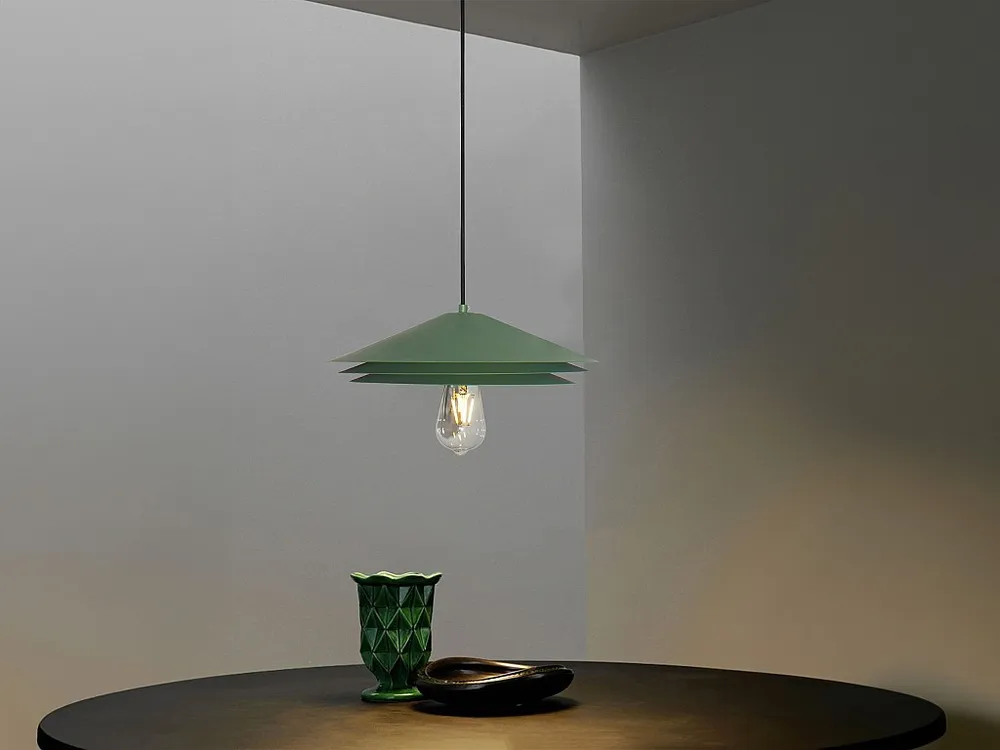Hanglamp, luster van metaal - D35 x H161 cm - Groen - KIRUNA met Lange Kabel