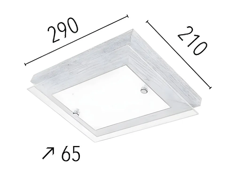 Industriële Stijl Finn Plafondlamp, Eik, Chroom, Wit, 29x21x6,5 cm, EPIKASA
