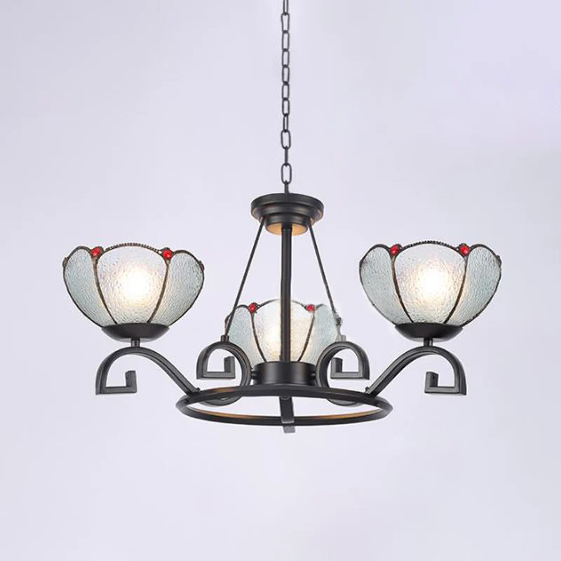 Industriële Stijl Tiffany Gem/Parel/Magnolia Kroonluchter Zwak 3/6/8 Lichten Matglas Ophanging Verlichtingsarmatuur Zwart,...