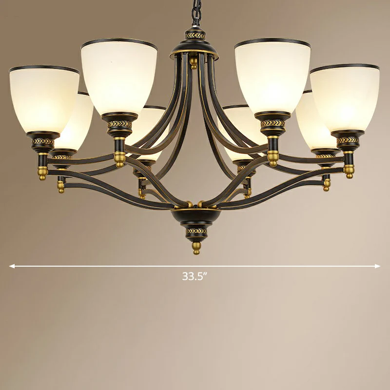 Klokvormige kroonluchter licht antiek zwart opaline glazen ophangverlichting voor de woonkamer