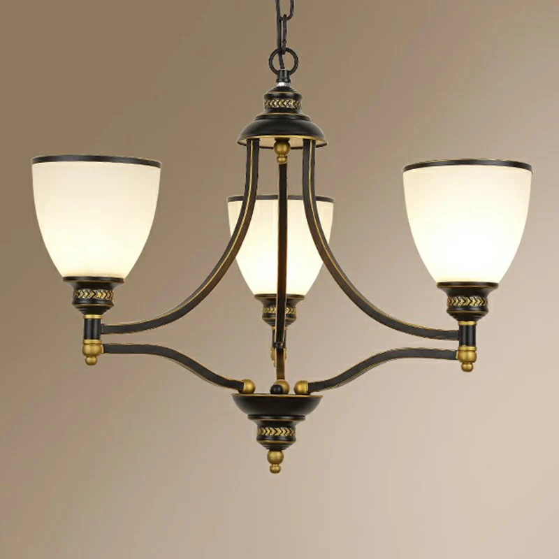 Klokvormige kroonluchter licht antiek zwart opaline glazen ophangverlichting voor de woonkamer