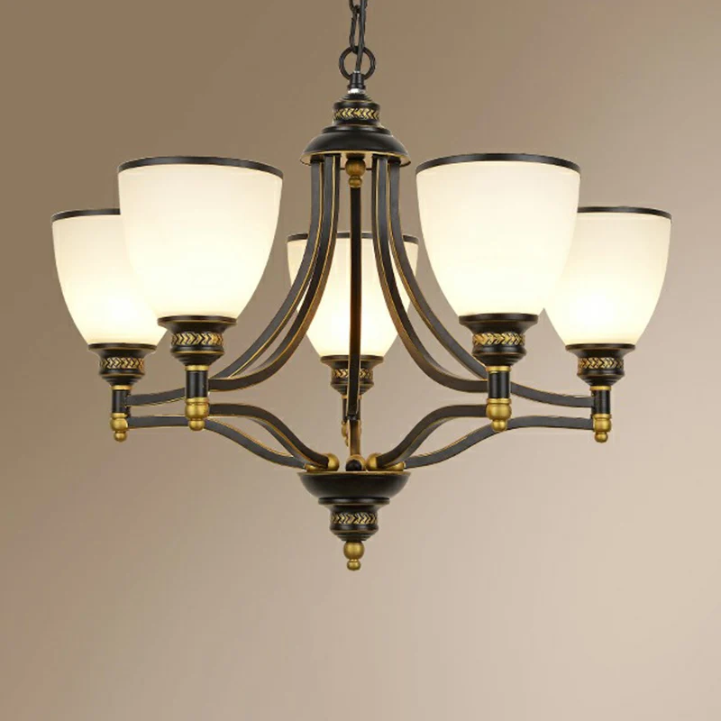 Klokvormige kroonluchter licht antiek zwart opaline glazen ophangverlichting voor de woonkamer