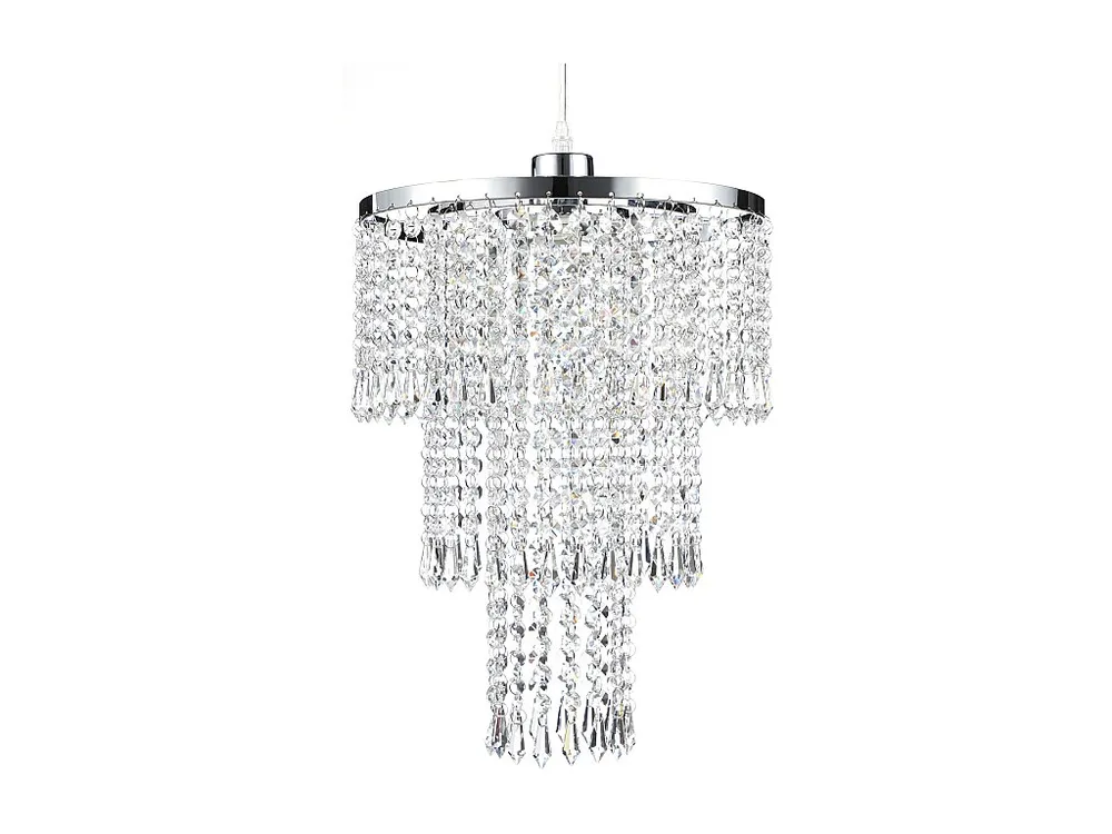 Luchter van metaal en glas met kristaleffect - D30 x H45 cm - ALBERNI Chroom Afwerking