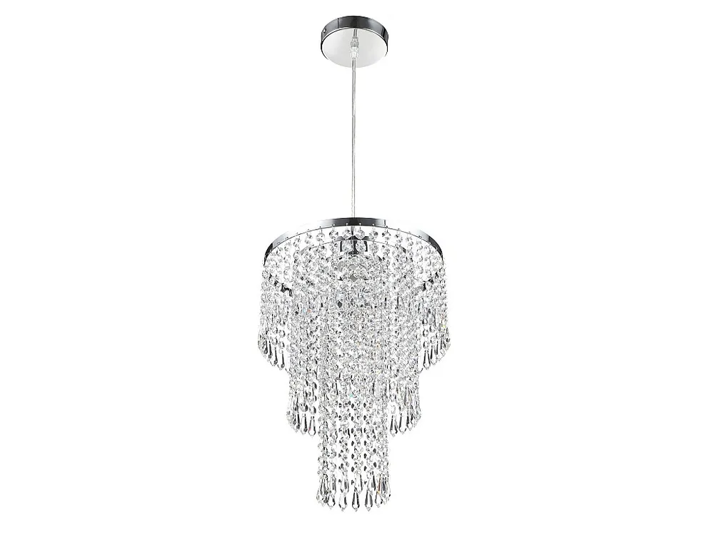 Luchter van metaal en glas met kristaleffect - D30 x H45 cm - ALBERNI Chroom Afwerking