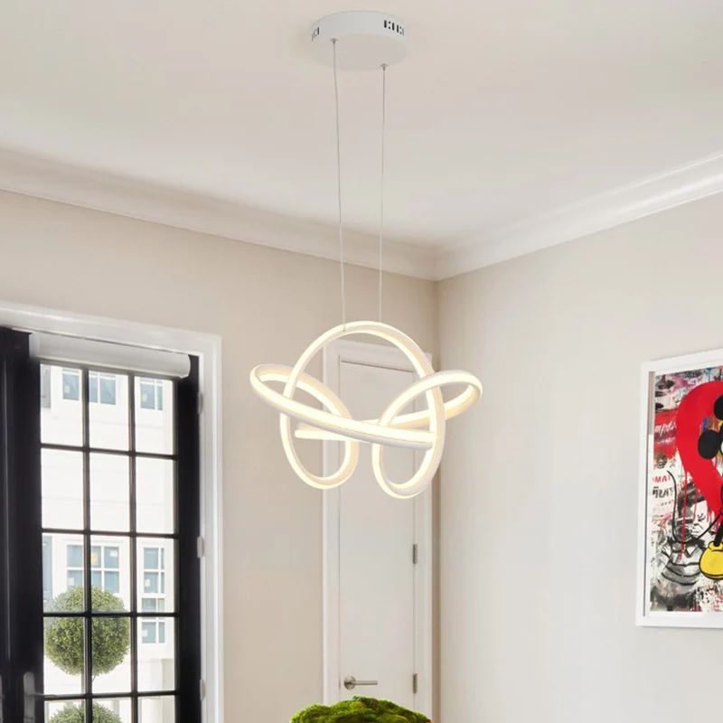 Minimalistisch Design Acryl gedraaid plafondlamp armatuur modernistische LED hangende kroonluchter wit/koffie voor eetkame...