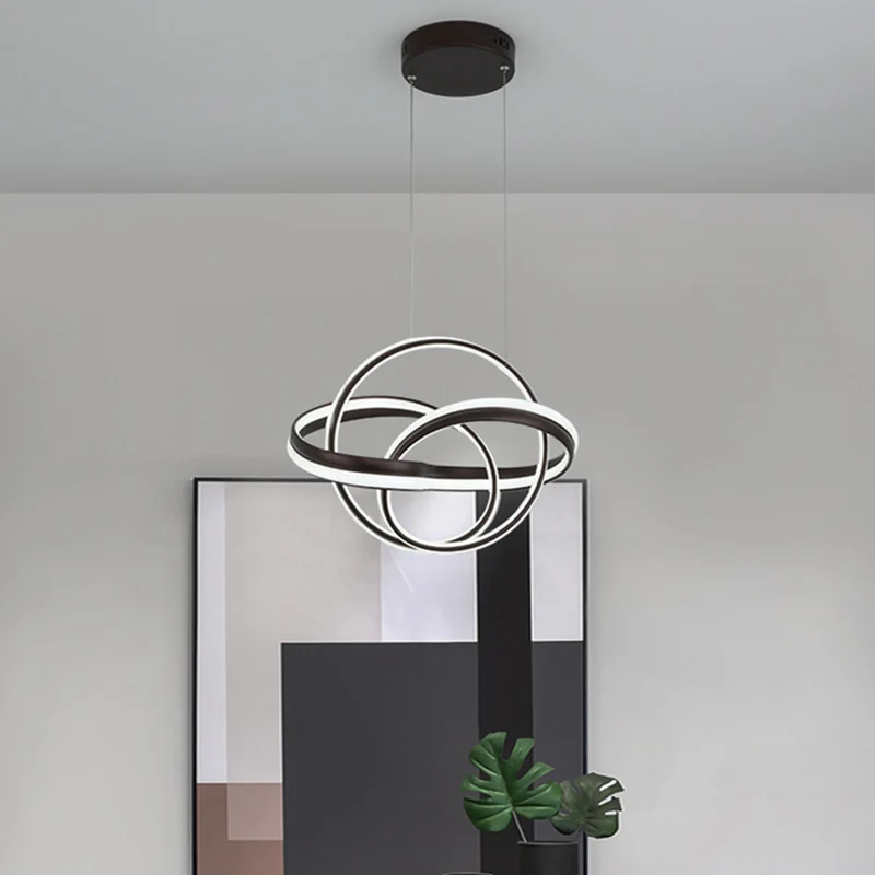 Minimalistisch Design Acryl gedraaid plafondlamp armatuur modernistische LED hangende kroonluchter wit/koffie voor eetkame...