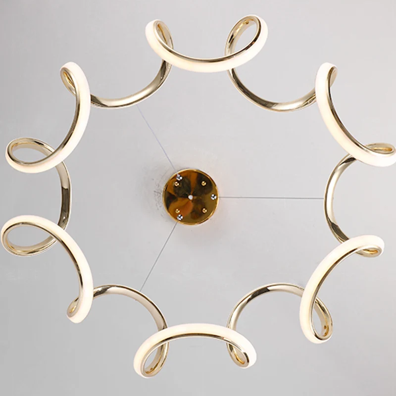 Minimalistische Curve Kroonluchter Hanglamp Metaal Slaapkamer LED Hanglamp goud (IP44)