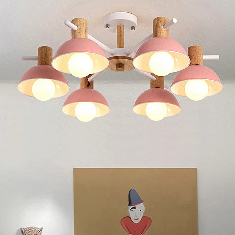 Moderne Plafond Roze/groene koepelkroonluchterverlichting met radiaal ontwerp modernistisch 6-lichts rubberen led-hanglamp...