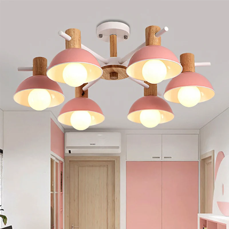 Moderne Plafond Roze/groene koepelkroonluchterverlichting met radiaal ontwerp modernistisch 6-lichts rubberen led-hanglamp...