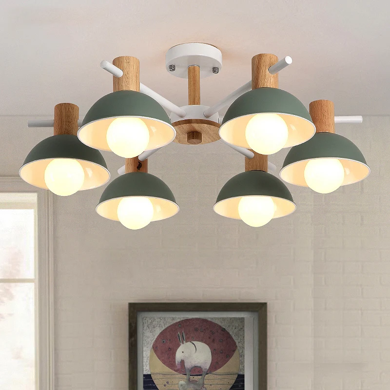 Moderne Plafond Roze/groene koepelkroonluchterverlichting met radiaal ontwerp modernistisch 6-lichts rubberen led-hanglamp...