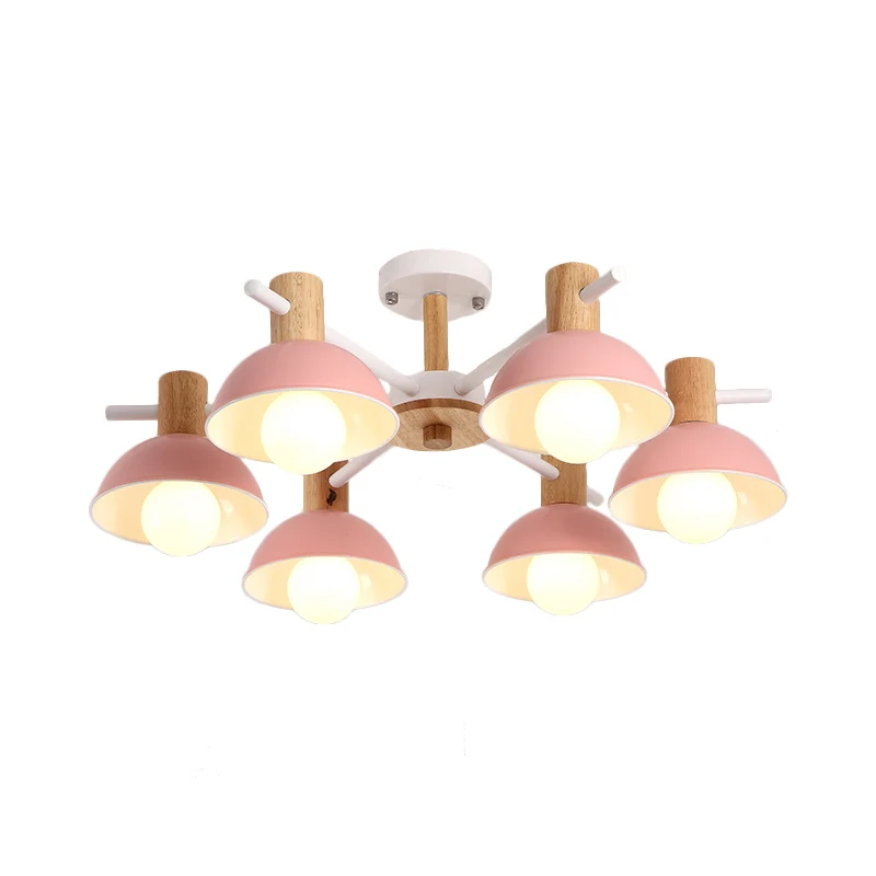 Moderne Plafond Roze/groene koepelkroonluchterverlichting met radiaal ontwerp modernistisch 6-lichts rubberen led-hanglamp...