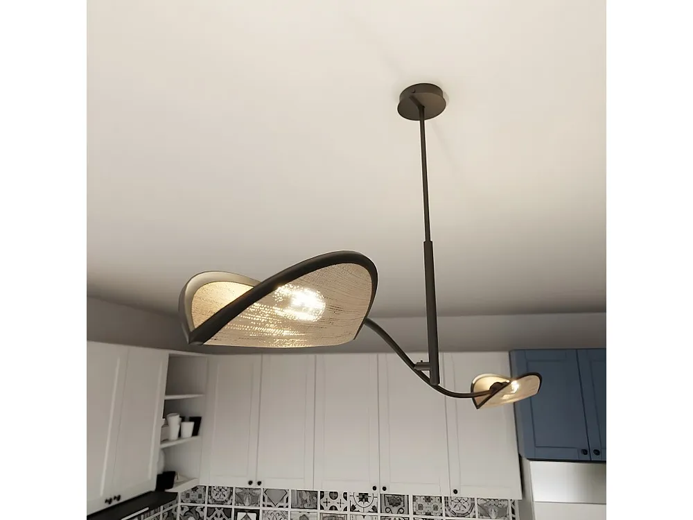 Plafonnier Lotus, Marron, 103x60x11 cm, EPIKASA met Lange Kabel