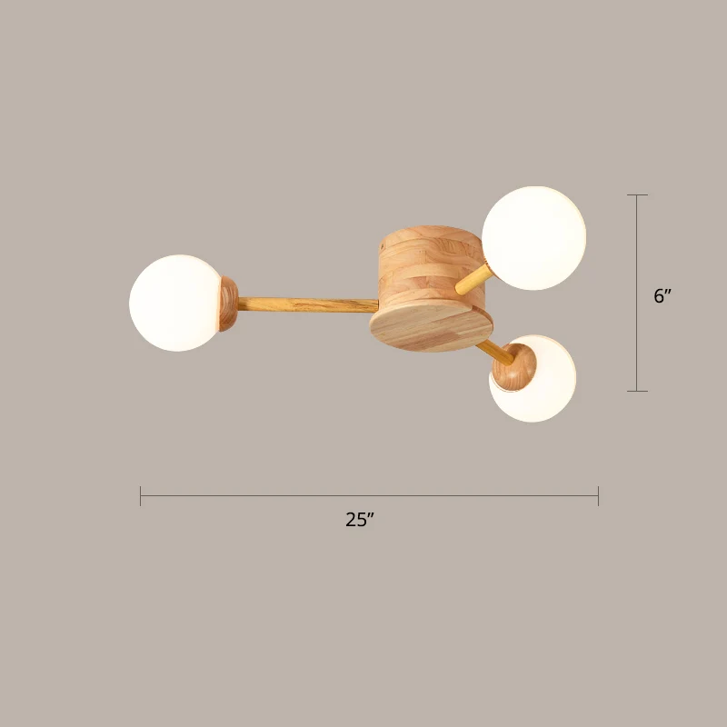 Ronde Flush Mount Bubble semi-inbouw minimalistische matglazen slaapkamer plafondmontage kroonluchter hout