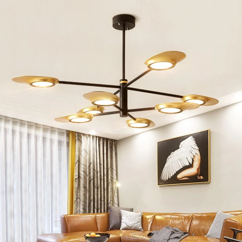 Stralende Burst Kroonluchter Hanglamp Postmoderne Stijl Metallic Woonkamer LED Hanglamp voor Woonkamer