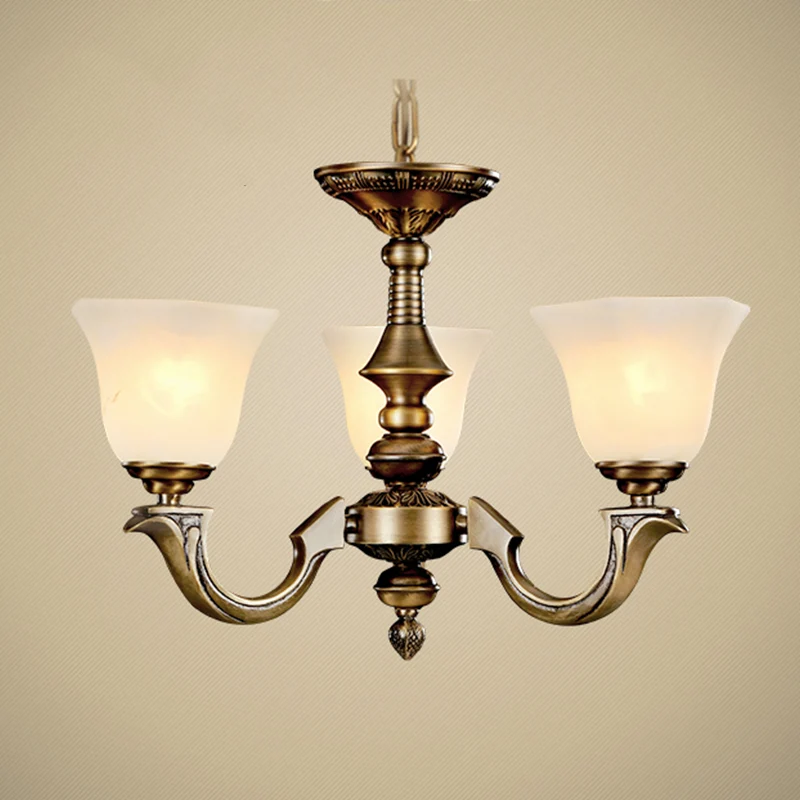 Vlakke Inbouw Glazen kroonluchter met paneelvormige klok, traditionele eetkamer hanglamp goud