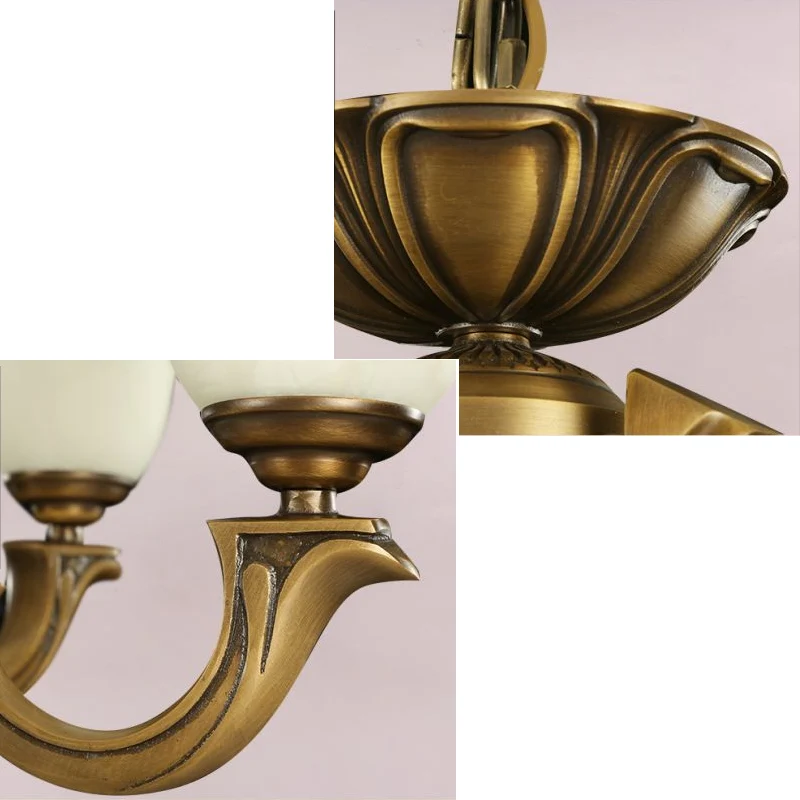 Vlakke Inbouw Glazen kroonluchter met paneelvormige klok, traditionele eetkamer hanglamp goud
