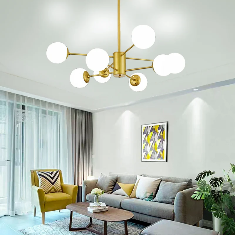 Vlakke Inbouw Matwitte glazen bolkroonluchter, postmoderne stijl hanglamp met burst-ontwerp