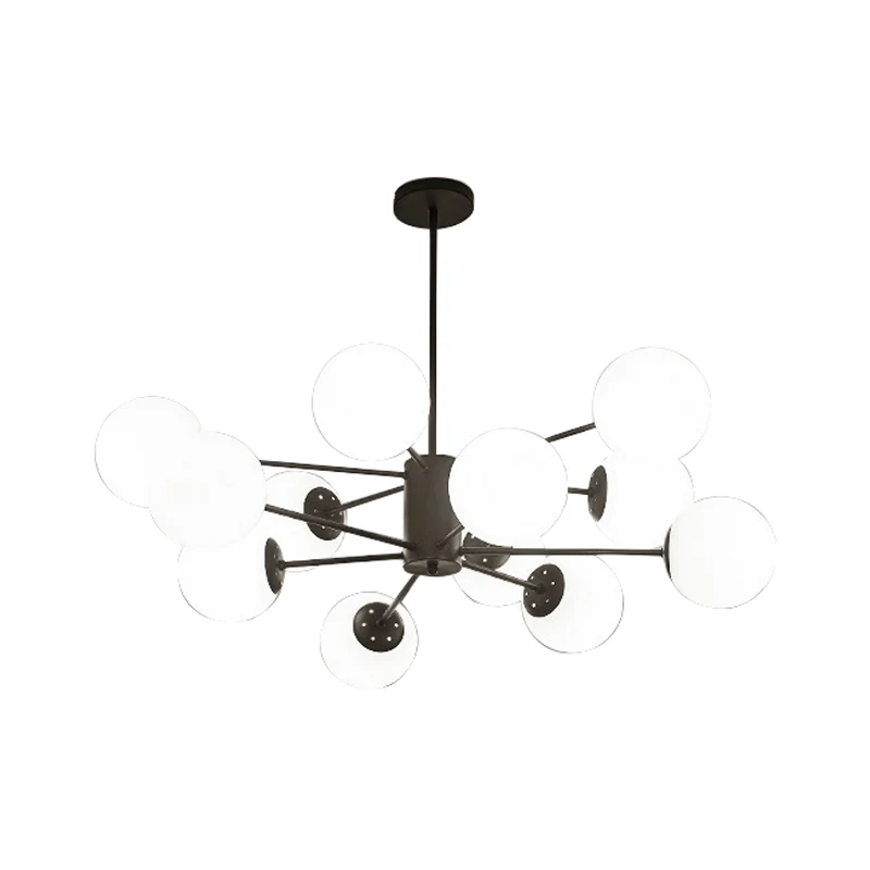 Vlakke Inbouw Matwitte glazen bolkroonluchter, postmoderne stijl hanglamp met burst-ontwerp
