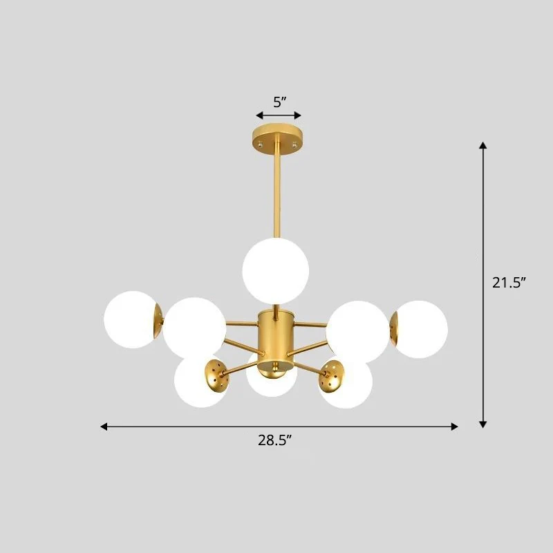 Vlakke Inbouw Matwitte glazen bolkroonluchter, postmoderne stijl hanglamp met burst-ontwerp