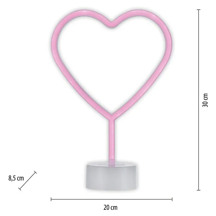 Decoratielamp Hart staand NEON - l x b x h: 8,5 x 20 x 30 cm voor Professioneel Gebruik