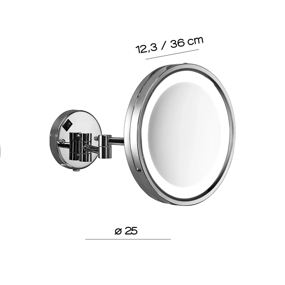 Vincent 5X wandbevestigd magnifying mirror LED light - Chrome (Krypton Gas)