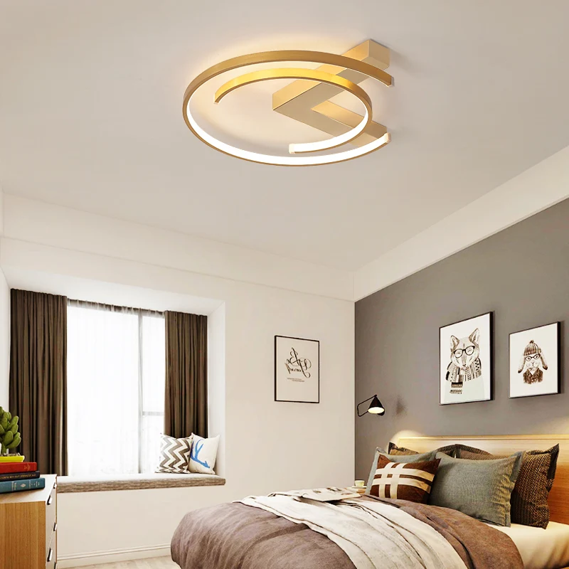 Professionele Kwaliteit C-vormige inbouwverlichting Eenvoudige stijl Metaal Goud LED Compact bij plafondlamp voor slaapkam...