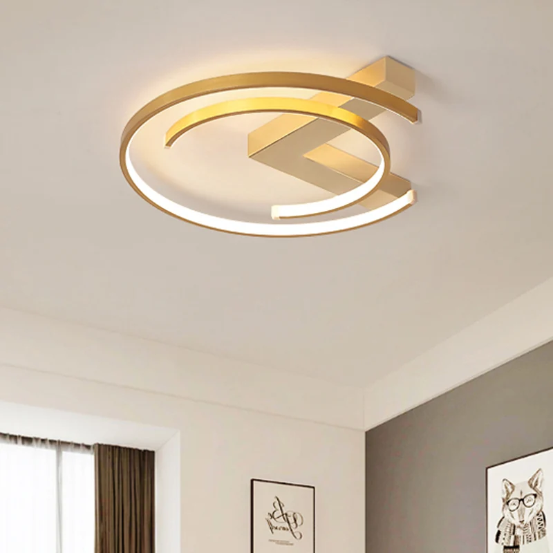 Professionele Kwaliteit C-vormige inbouwverlichting Eenvoudige stijl Metaal Goud LED Compact bij plafondlamp voor slaapkam...