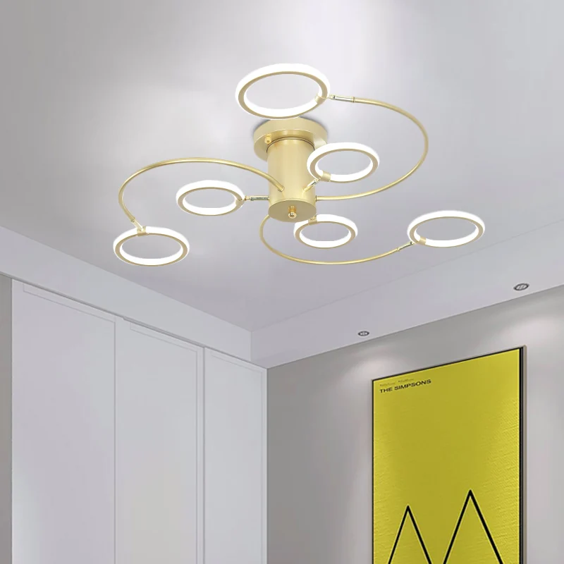 Professionele Kwaliteit Zwart/Gouden Swirl Semi-inbouwverlichting Strak acryl LED-plafondarmatuur met ringen voor slaapkamer