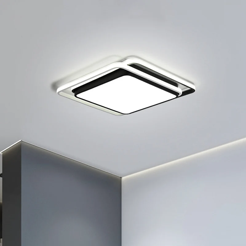 Vierkante acryl plafondinbouw Minimalistische zwart/witte LED-inbouwverlichting warm/wit/3 kleuren zacht voor hotel voor B...