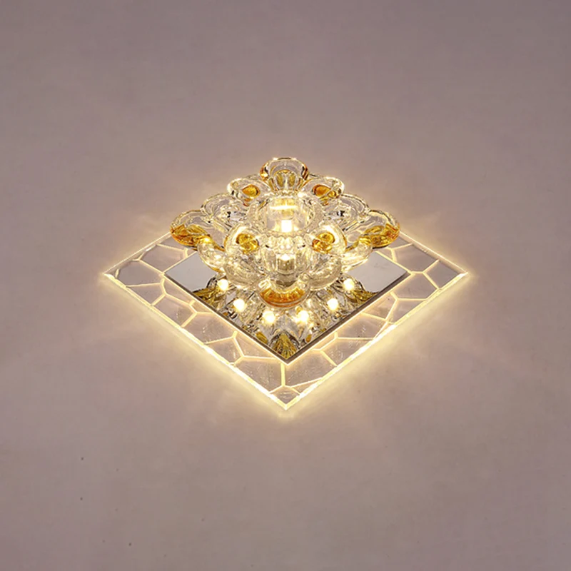 Acryl vierkante led-inbouwarmatuur moderne heldere plafondlamp met bloemkristallen kap - Incl. Garantie