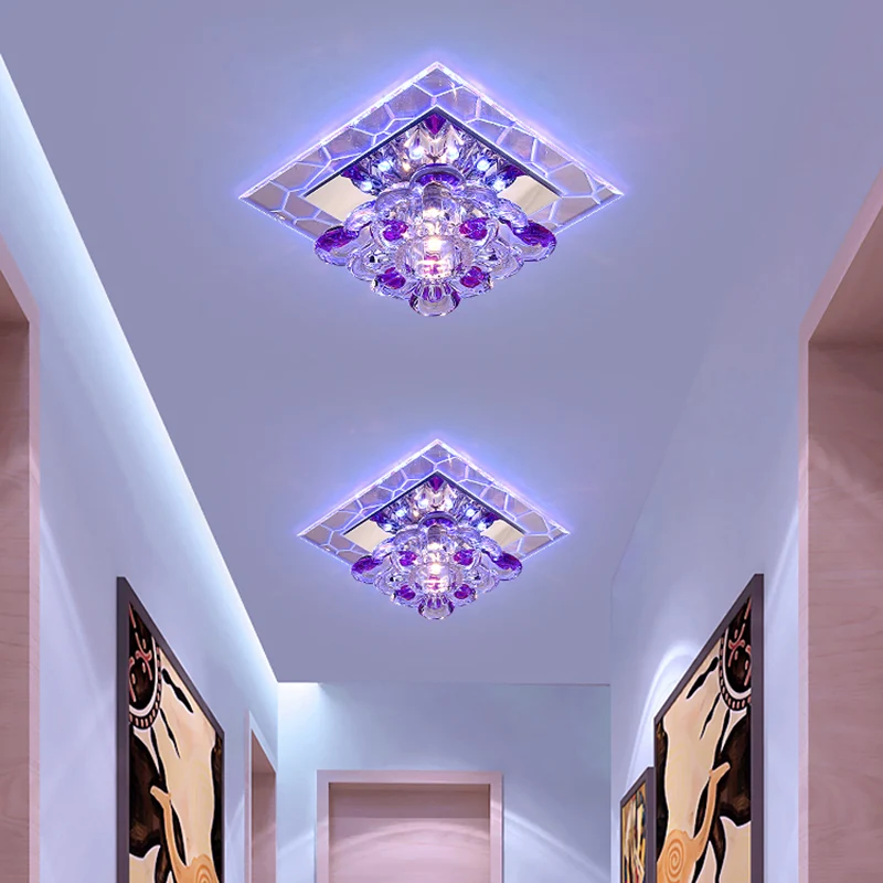 Acryl vierkante led-inbouwarmatuur moderne heldere plafondlamp met bloemkristallen kap - Incl. Garantie