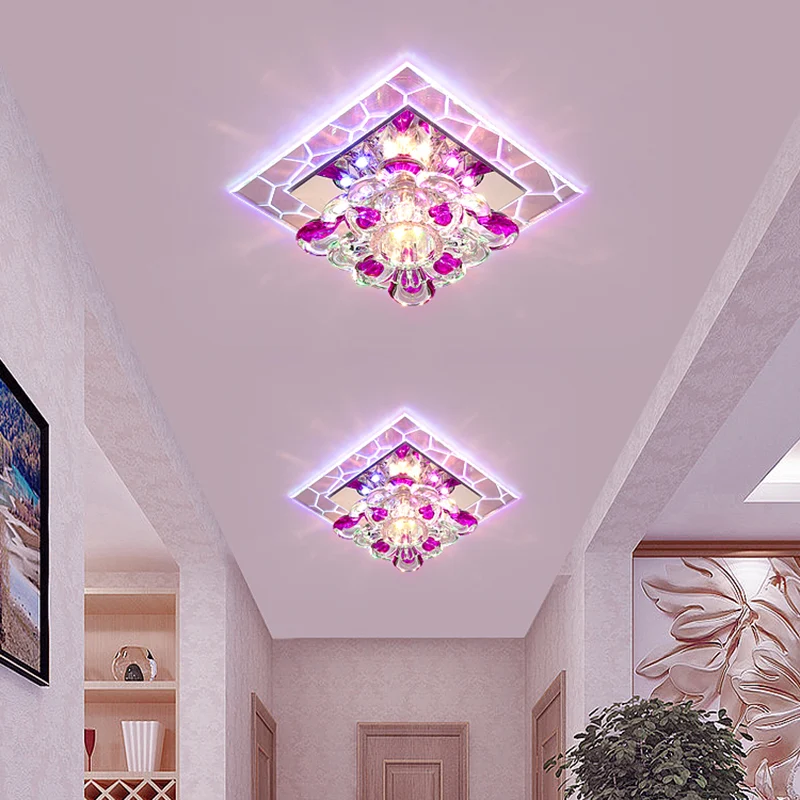 Acryl vierkante led-inbouwarmatuur moderne heldere plafondlamp met bloemkristallen kap - Incl. Garantie