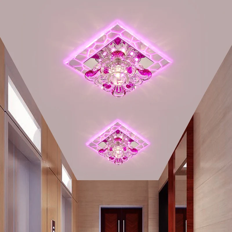 Acryl vierkante led-inbouwarmatuur moderne heldere plafondlamp met bloemkristallen kap - Incl. Garantie