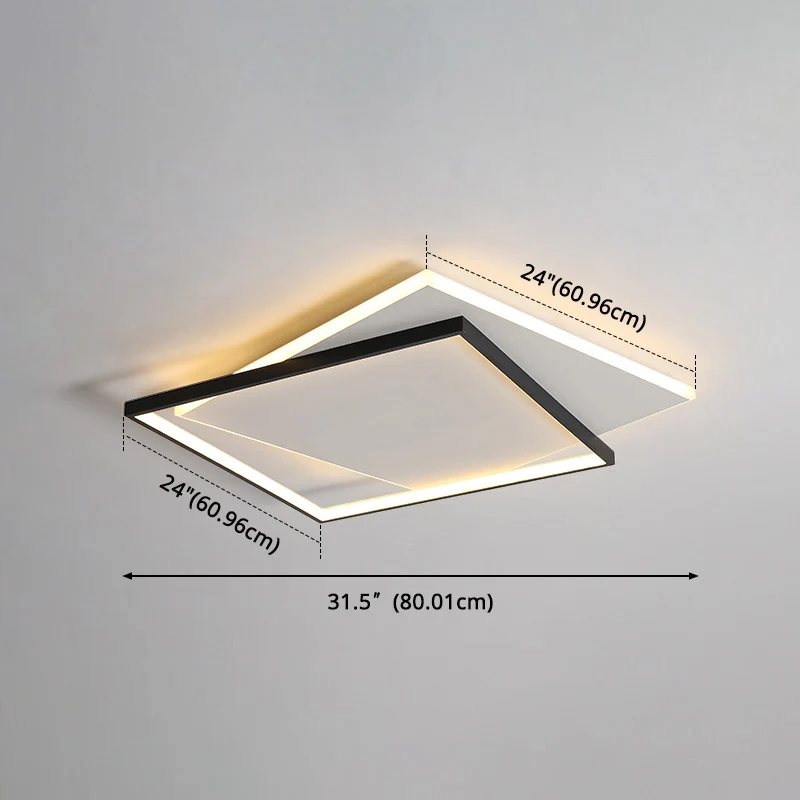 Eenvoud LED-plafondlamp dubbele vierkanten geometrische vorm inbouwverlichtingsarmatuur met acrylkap | Snel Leverbaar