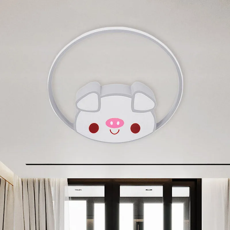 Energiezuinige LED Cartoon Led-inbouwmontage met acrylkap Roze/Wit Varken Plafondlamp voor slaapkamer