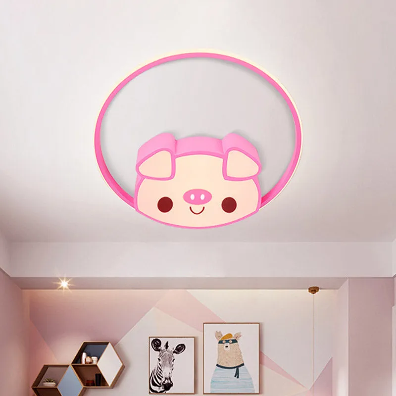 Energiezuinige LED Cartoon Led-inbouwmontage met acrylkap Roze/Wit Varken Plafondlamp voor slaapkamer