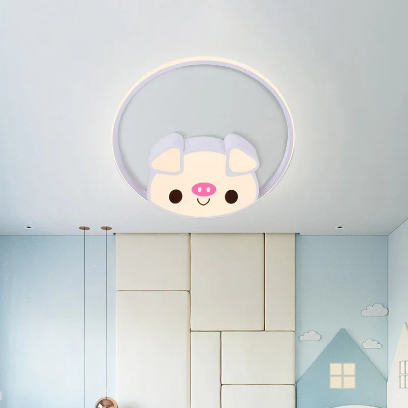 Energiezuinige LED Cartoon Led-inbouwmontage met acrylkap Roze/Wit Varken Plafondlamp voor slaapkamer