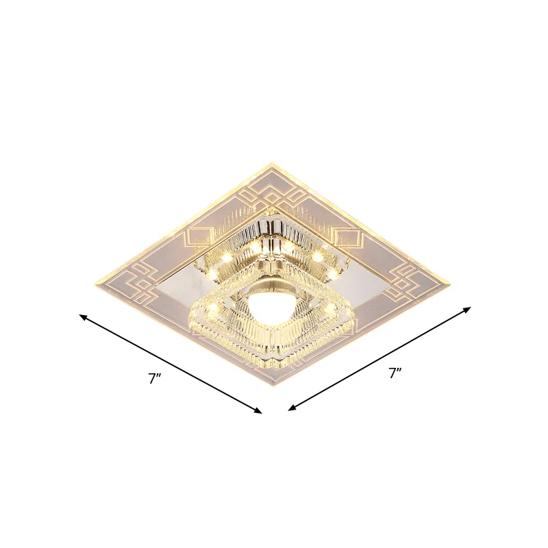 Energiezuinige LED LED-ganginbouwlamp modern chroom intens bij plafondlamp met trapeziumvormige heldere kristallen kap