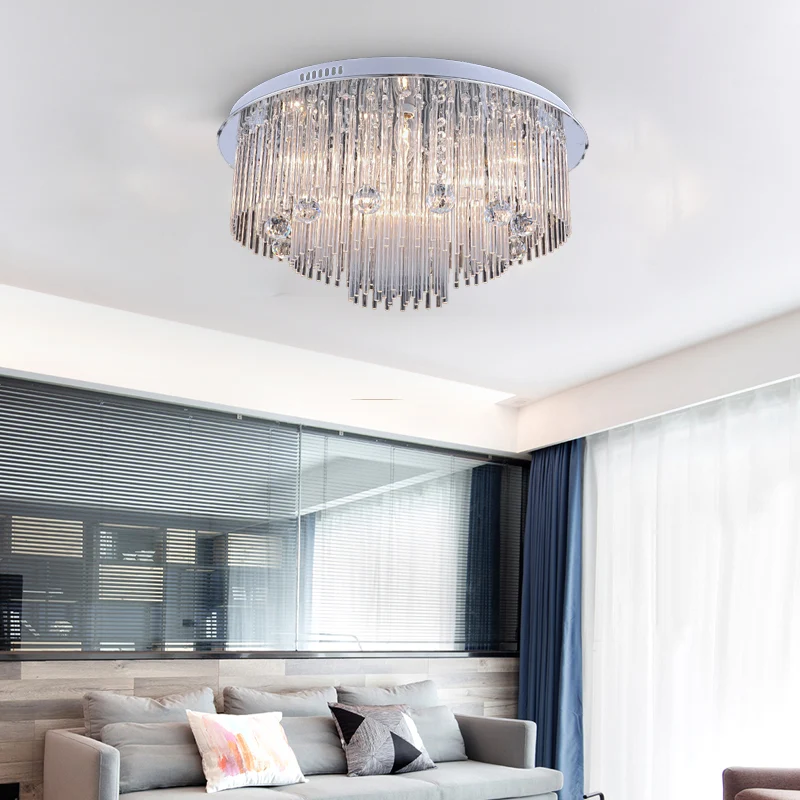 Gelaagde inbouw modernisme kristal 5/9/14 koppen roestvrijstalen plafondlamp, 19,5"/23,5"/31,5" wijd - Incl. Garantie