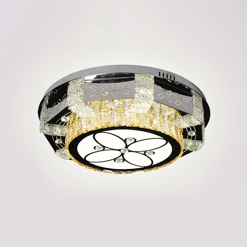 LED-inbouwlamp modernisme trommelkap kristalblok plafondlamp nikkel met bloem-/vierbladig patroon - Incl. Garantie