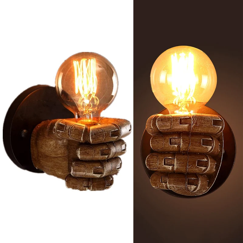 Premium Kwaliteit Wandlamp met 1 kop en rechter-/linkerkap, hout, industriële stijl woonkamerkandelaar bruin