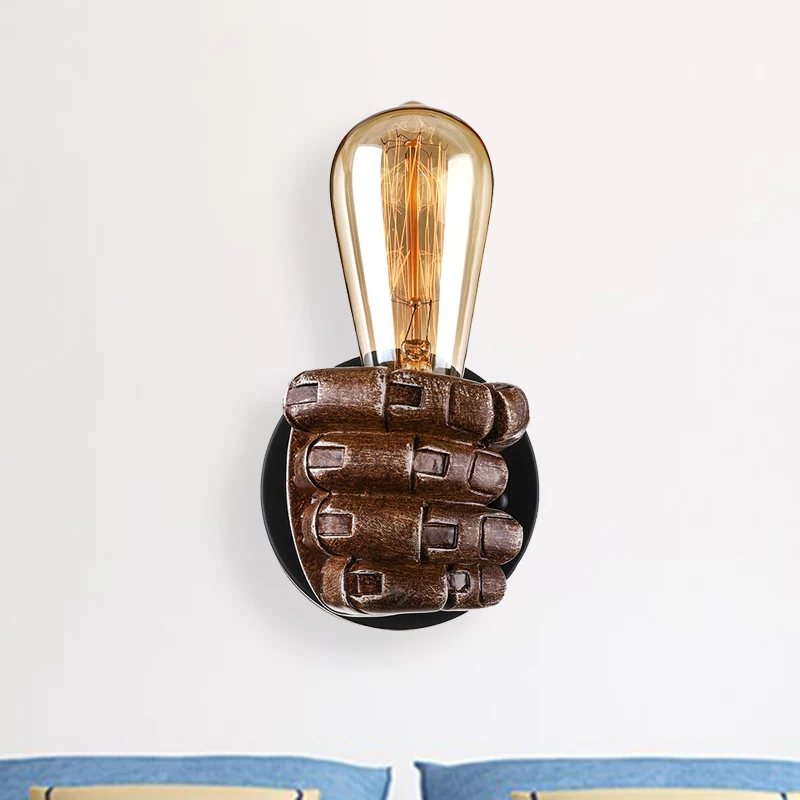 Premium Kwaliteit Wandlamp met 1 kop en rechter-/linkerkap, hout, industriële stijl woonkamerkandelaar bruin
