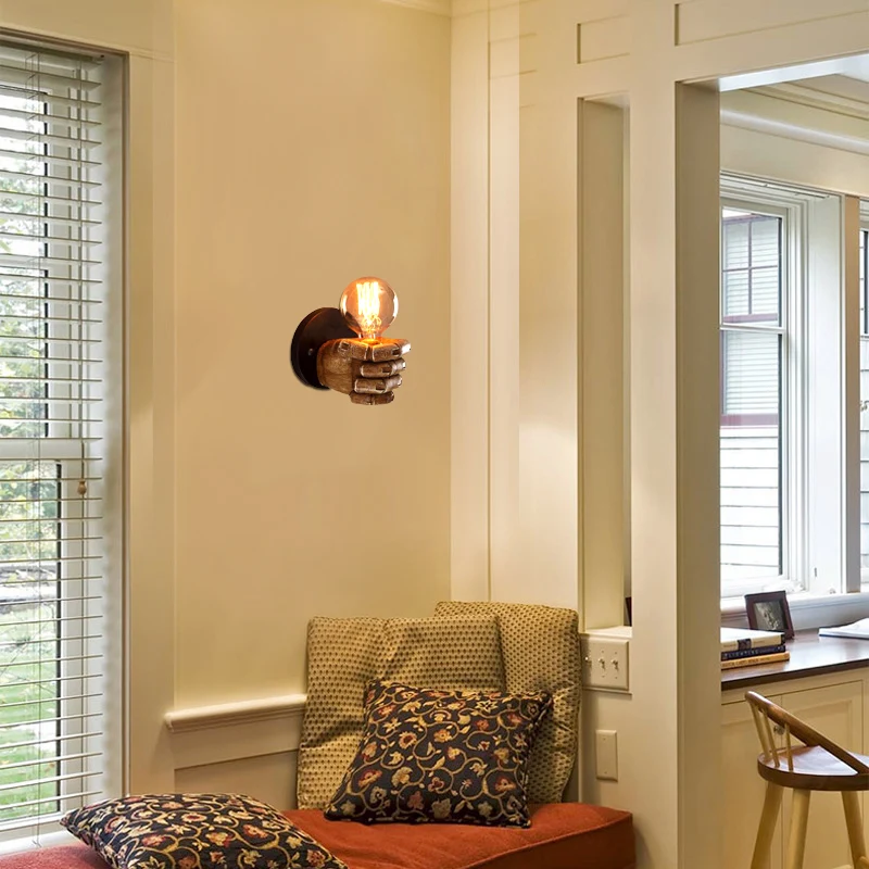 Premium Kwaliteit Wandlamp met 1 kop en rechter-/linkerkap, hout, industriële stijl woonkamerkandelaar bruin